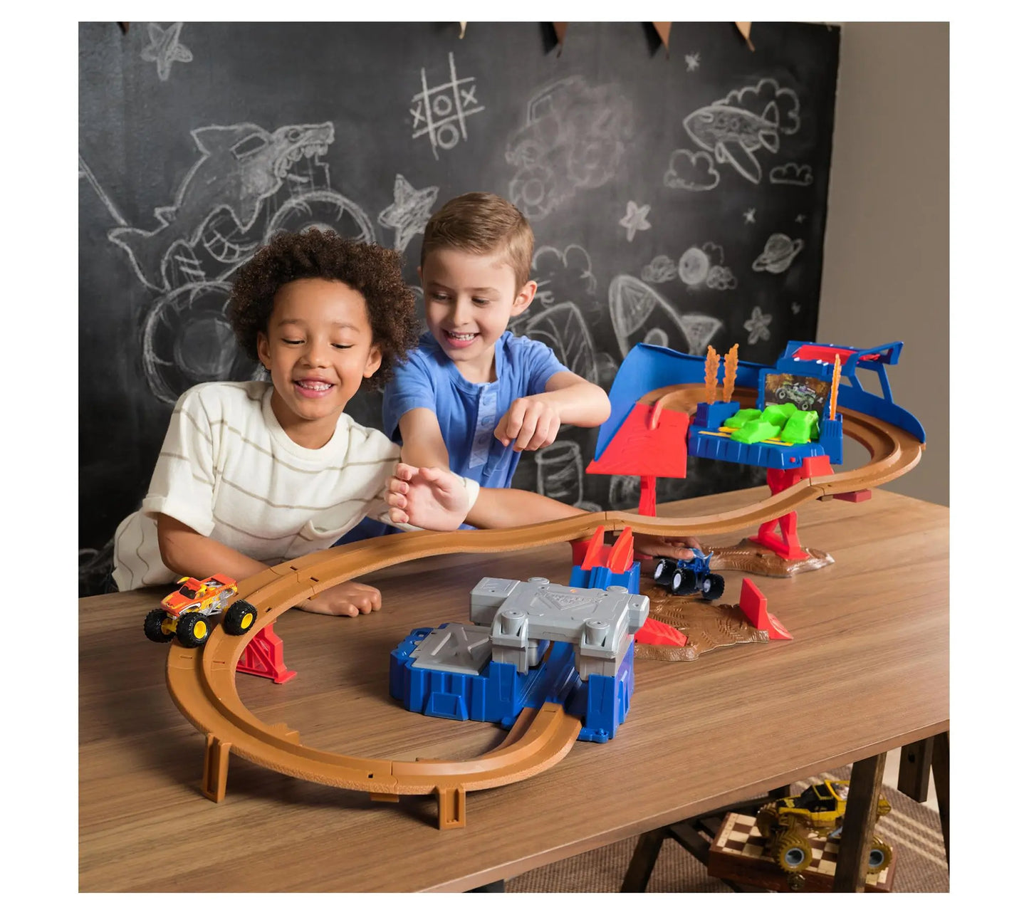 Monster Jam Supercharge Speedway Playset with 2 Monster Trucks