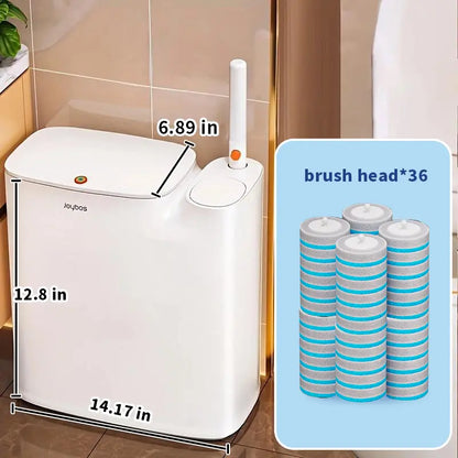 Bathroom Trash Can with Disposable Toilet Cleaning System, Garbage Can with Removable Inner Bucket, Slim Wastebasket for Toilet, RV , White