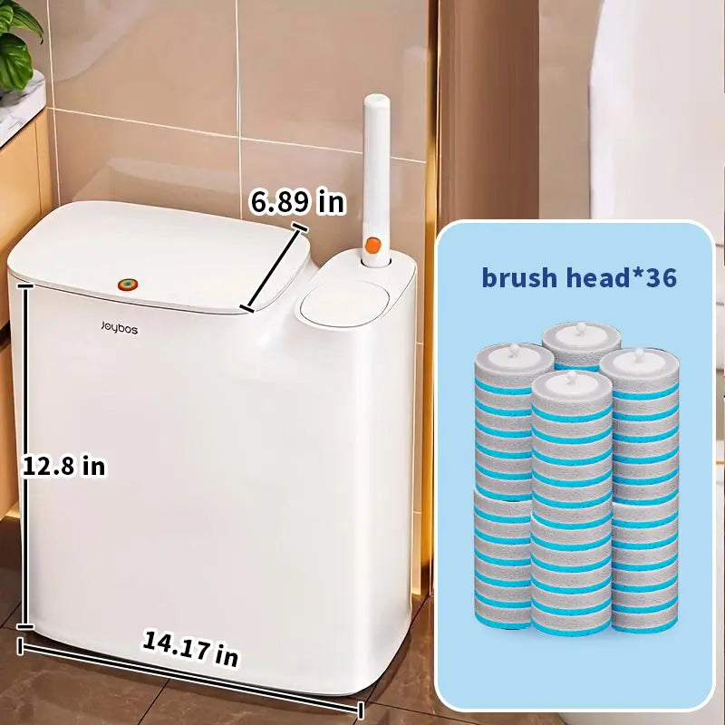 Bathroom Trash Can with Disposable Toilet Cleaning System, Garbage Can with Removable Inner Bucket, Slim Wastebasket for Toilet, RV , White
