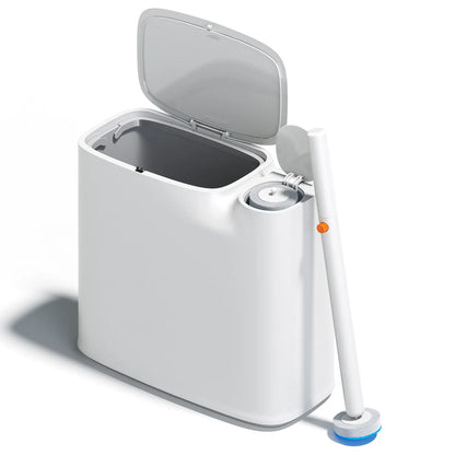 Bathroom Trash Can with Disposable Toilet Cleaning System, Garbage Can with Removable Inner Bucket, Slim Wastebasket for Toilet, RV , White