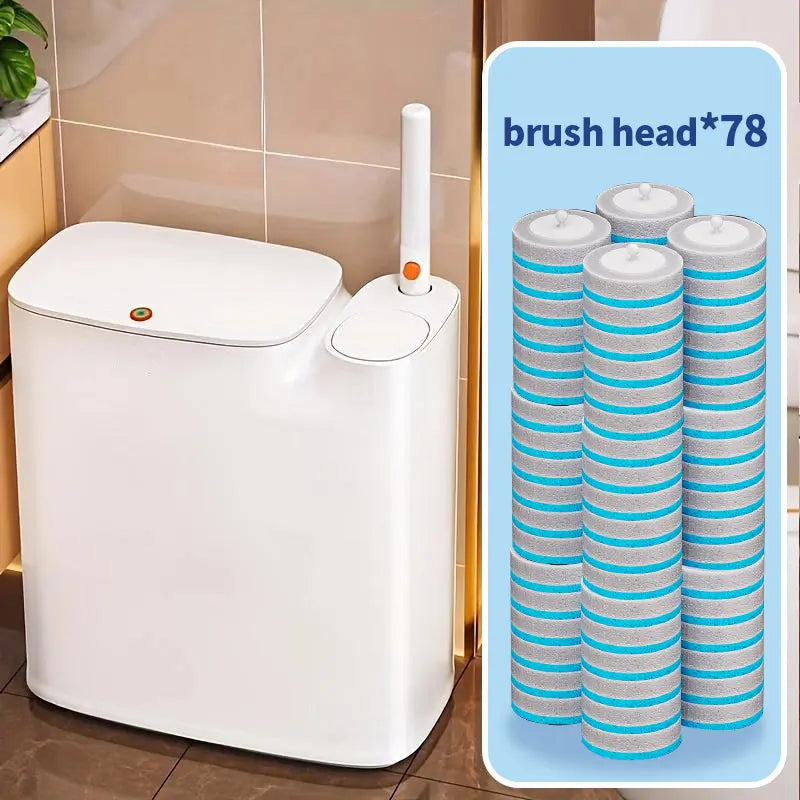 Bathroom Trash Can with Disposable Toilet Cleaning System, Garbage Can with Removable Inner Bucket, Slim Wastebasket for Toilet, RV , White