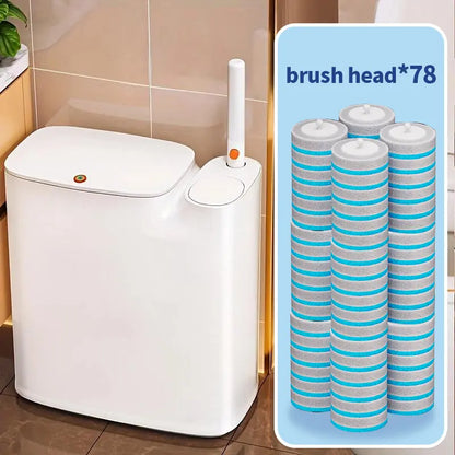 Bathroom Trash Can with Disposable Toilet Cleaning System, Garbage Can with Removable Inner Bucket, Slim Wastebasket for Toilet, RV , White